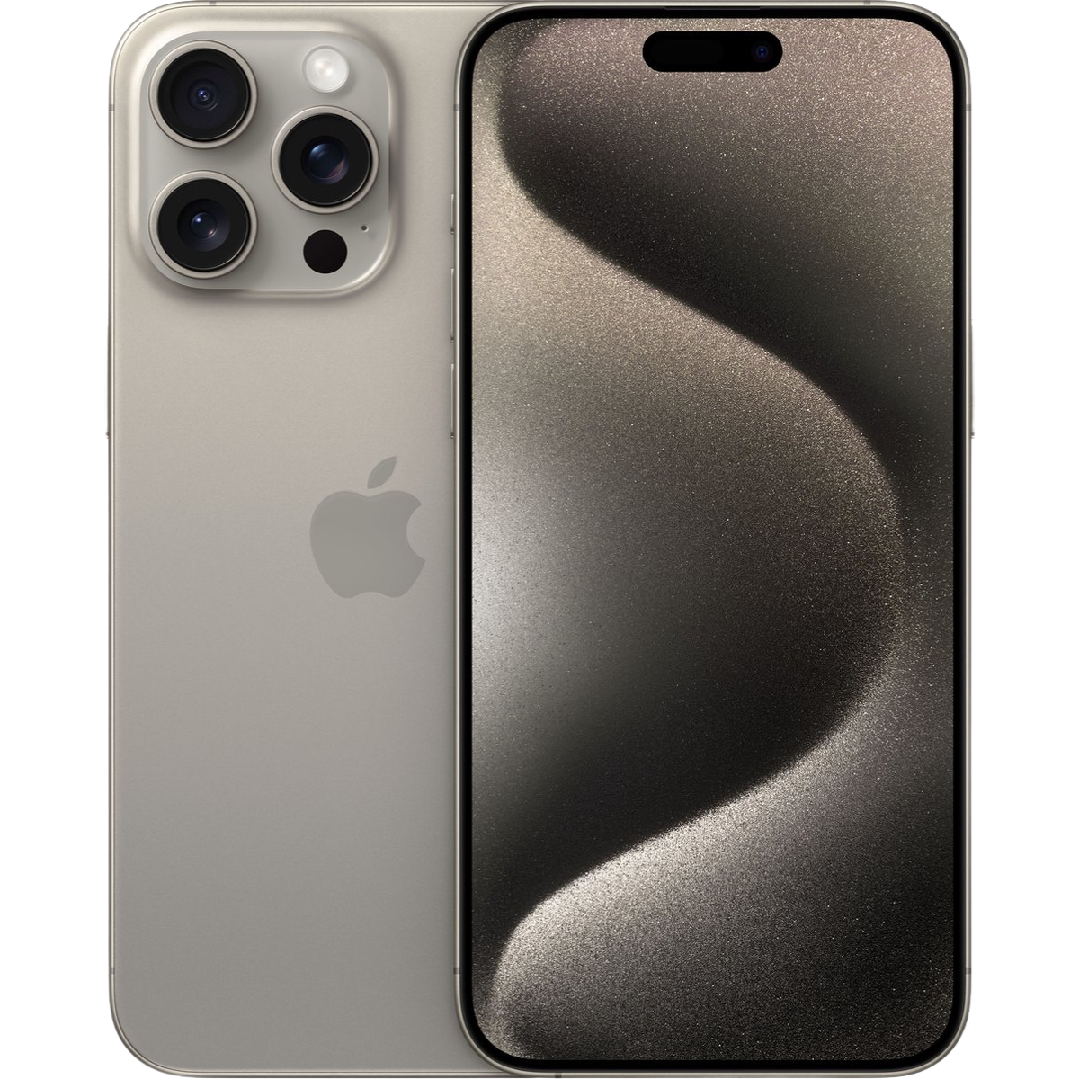 Natural Titanium iPhone 15 pro back and front view