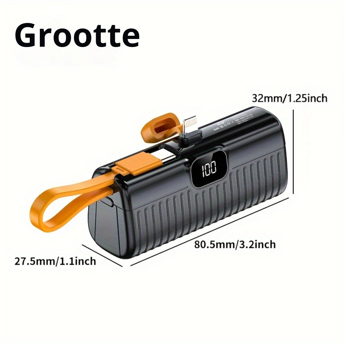 Draagbare powerbank 5000 mAh - Zwart