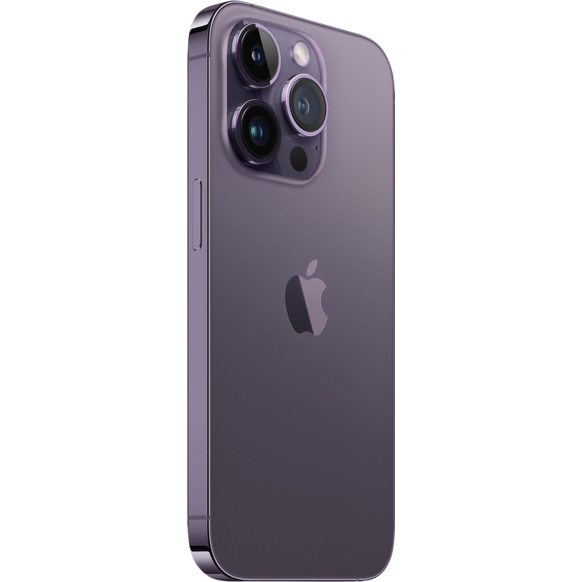 Purple iphone 14 back view image.