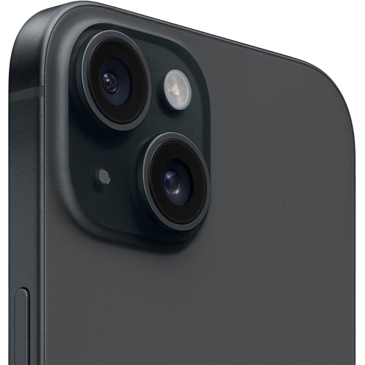 Close-up of a black iphone 15 camera