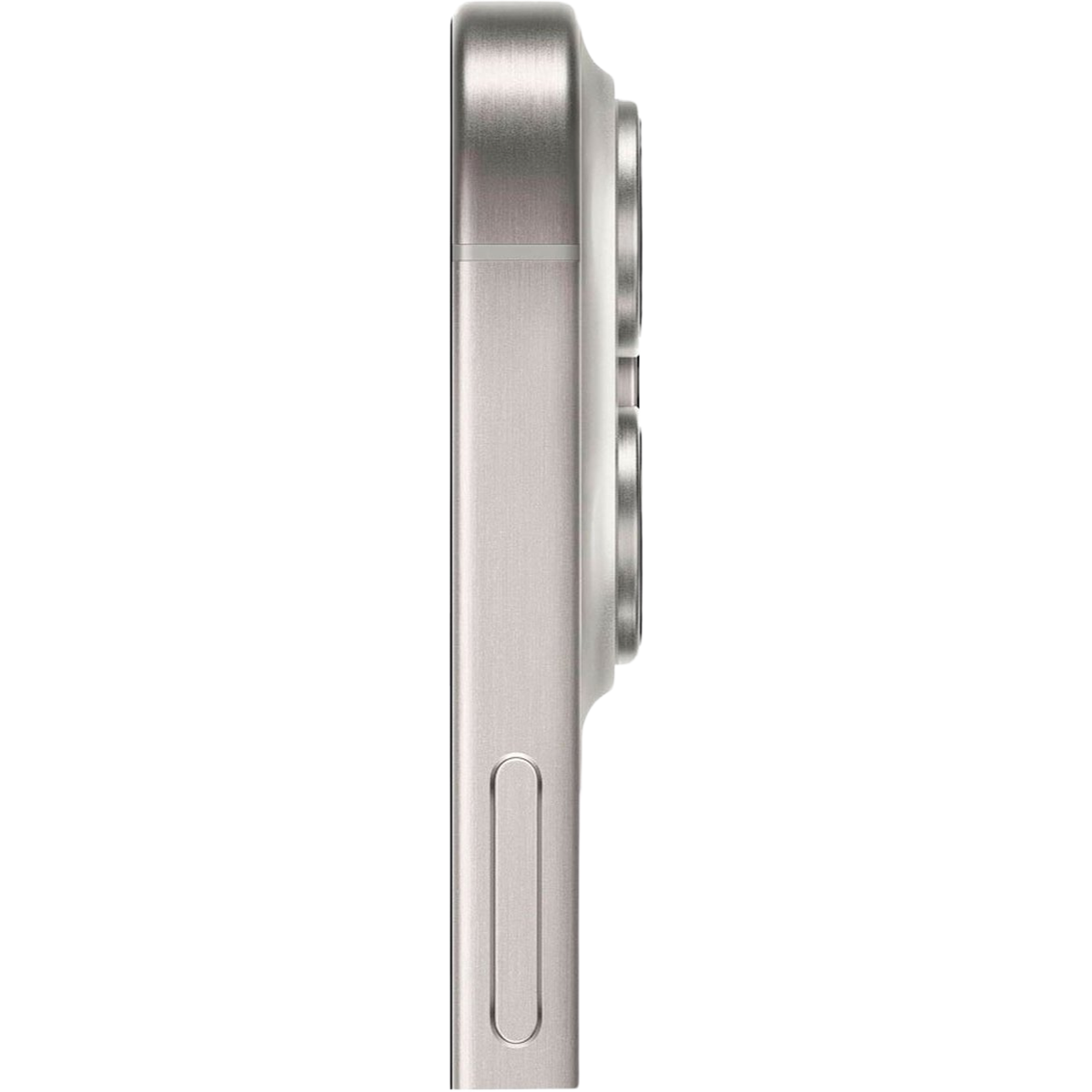 close-up of White Titanium iPhone 15 pro max side view