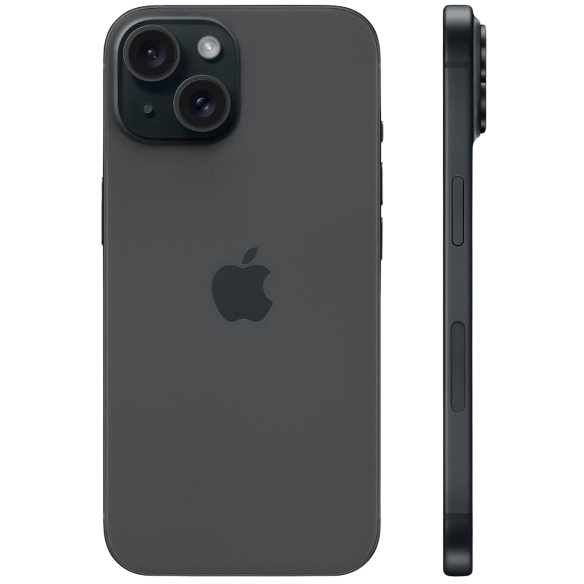 Black iphone 15 back and side view