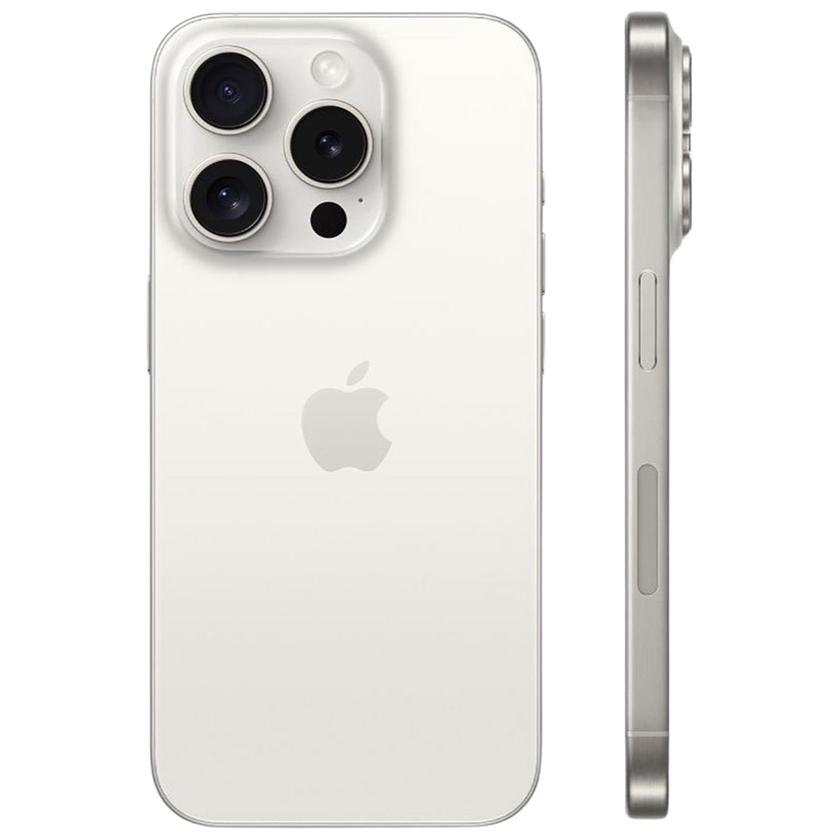 White Titanium iPhone 15 pro max side and back view